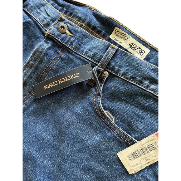 Cremieux Mens Stretch Denim Jeans Straight Fit 42/36 Blue New With Tags - Picture 3 of 4